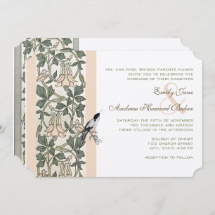 Convite Art Nouveau HoneySuckle Hummingbird Wedding