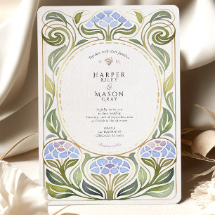 Convite Art Nouveau Hydrangea Casamento Floral