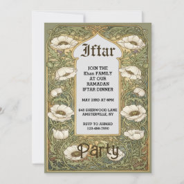 Convite Art Nouveau Iftar Poppy Flower Invitation