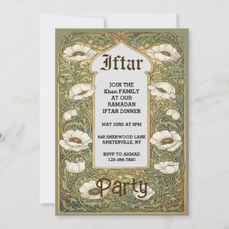 Convite Art Nouveau Iftar Poppy Flower Invitation