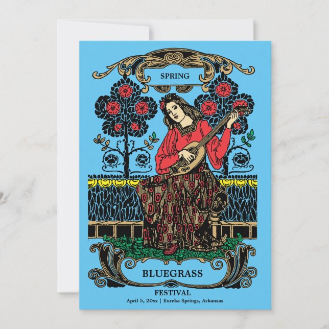 Convite Art Nouveau Mulher com Festival de Música de Violã (Frente)