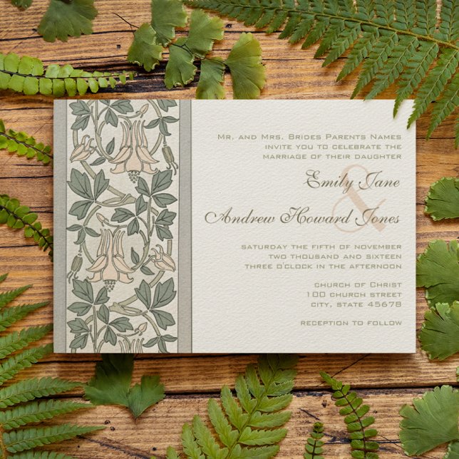 Convite Art Nouveau Peachy Pink Casamento (Criador carregado)