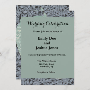 Convite Art Nouveau Peacock Classic Vintage Bird