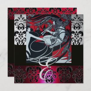 CONVITE ART NOUVEAU RED BLACK CINZA SILVER MONOGRAM