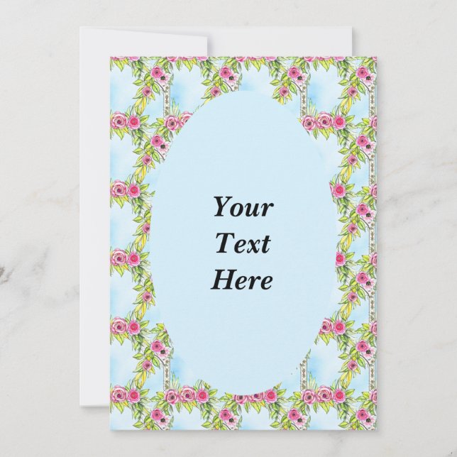 Convite Art Nouveau Rosa Weave Convocação de Padrão (Frente)