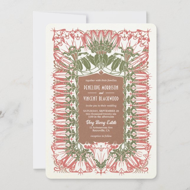 Convite Art Nouveau Royal Lily Wedding (Frente)