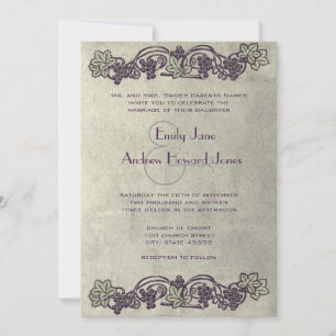 Convite Art Nouveau Vintage Vineyard Wedding Invites