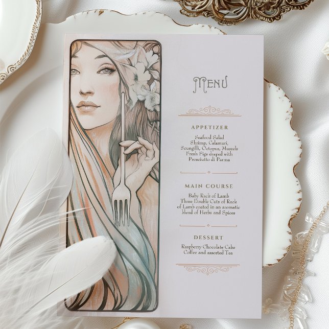 Convite Art Nouveau Wedding Menu Vintage (Criador carregado)