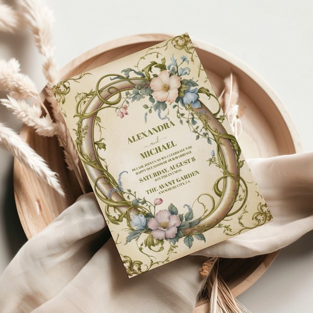 Convite Art Nouveau Wildflower Wedding (Criador carregado)