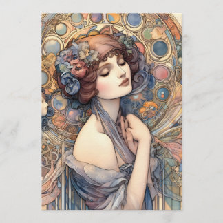 Convite Art Nouveau Woman Portrait Scrapbook Paper 