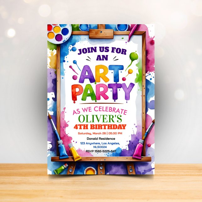 Convite Art Painting Party Birthday Invitation (Criador carregado)