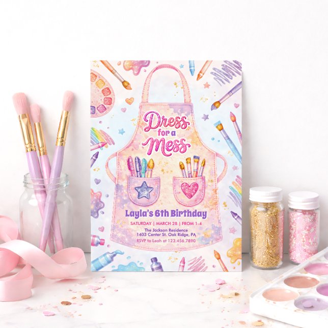 Convite Art Party Birthday Dress for a Mess (Criador carregado)