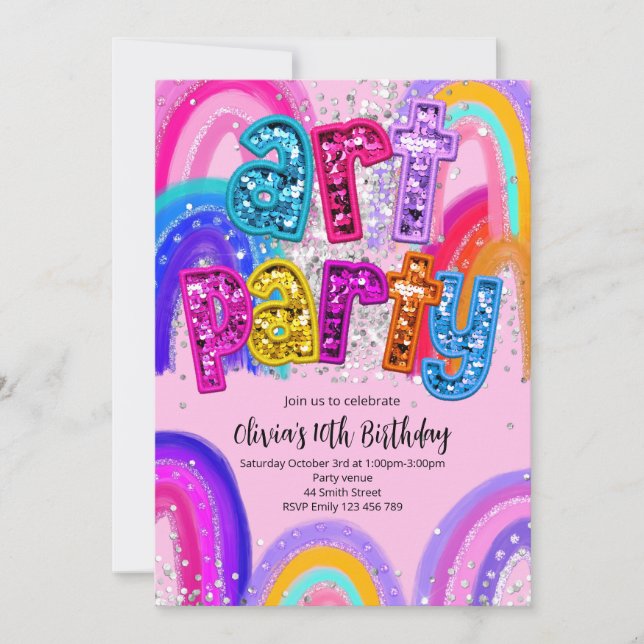 Convite Art Party Birthday Painting Party Invitation (Frente)