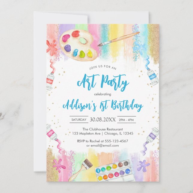 Convite Art Party Painting Craft Birthday Invitation (Frente)