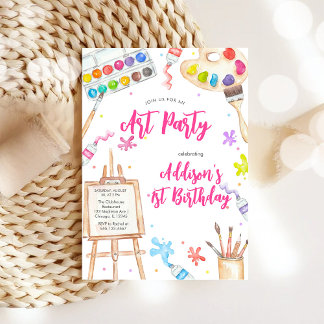 Convite Art Party Painting Craft Birthday Party Invitation