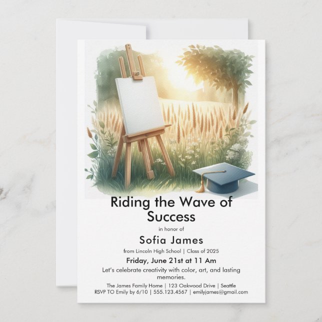 Convite Art Theme Graduation Party Invitation (Frente)