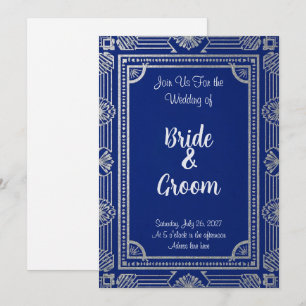 Convite ArtDeco estilo Gatsby–Azul Marinho e Metal