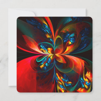 Convite Arte abstrata floral moderna padrão laranja azul #