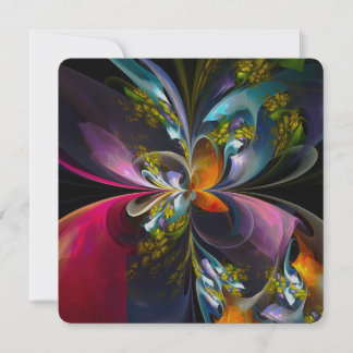 Convite Arte abstrata floral moderna padrão vermelho e azu