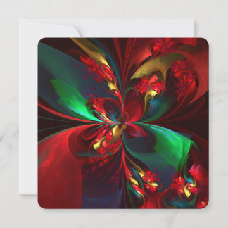 Convite Arte abstrata floral moderna padrão vermelho e ver