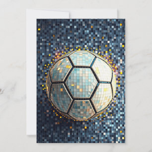 Convite Arte Abstrata Futebol Mosaico Azul Copa do Mundo 2