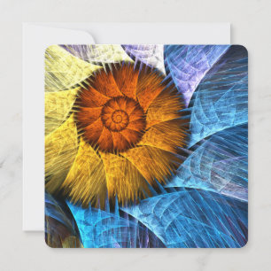 Convite Arte abstrata laranja amarelo azul floral