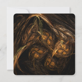 Convite Arte Abstrata Moderna da Mãe Terra Fractal Dourado