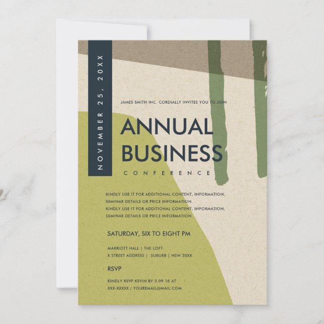 CONVITE ARTE ABSTRATA MODERNA EVENTO DE CONFERÊNCIA VERDE  (Frente)