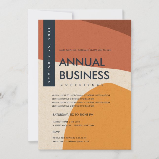 CONVITE ARTE ABSTRATA MODERNA LARANJA FERRUGEM EVENTO DE C (Frente)