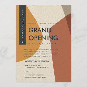 CONVITE ARTE ABSTRATA MODERNA LARANJA FERRUGEM GRANDE LANÇ