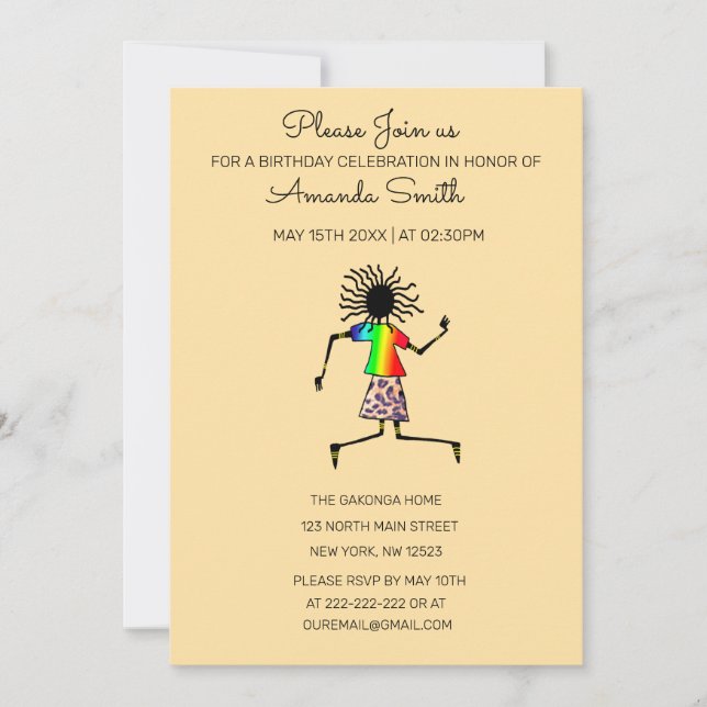 Convite Arte Africana, Bonita e Incrível Dançarino Anivers (Frente)