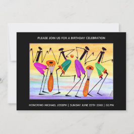 Convite Arte Africana em Aquarela, Exprimindo Felicidade