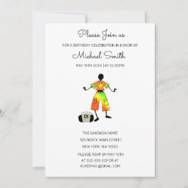 Convite Arte Africana, Felicidade Incrível Dança Aniversár