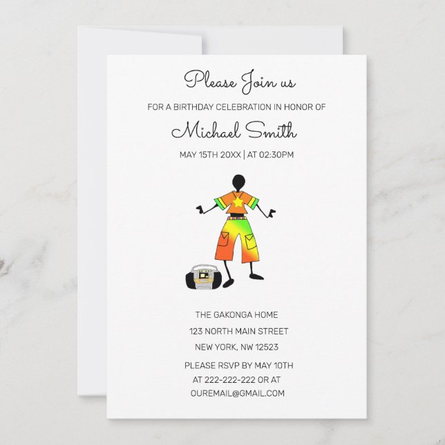 Convite Arte Africana, Felicidade Incrível Dança Aniversár (Frente)