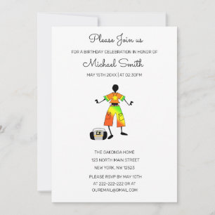 Convite Arte Africana, Felicidade Incrível Dança Aniversár