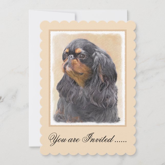 Convite Arte Animal Original Pintura Inglesa Toy Spaniel (Frente)