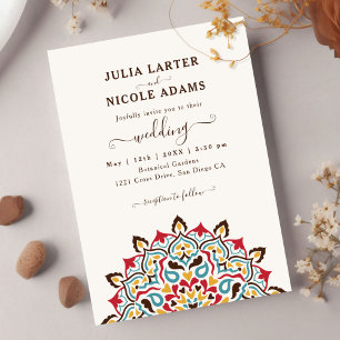 Convite Arte Árabe Nouveau Arco Floral Mandala Casamento