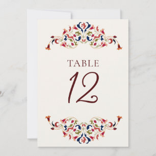 Convite Arte Botânica Floral Número de Mesa de Casamento P
