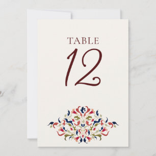 Convite Arte Botânica Floral Paisley Número da Mesa de Cas