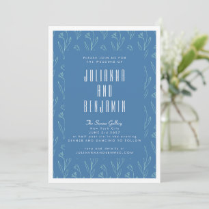 Convite Arte Botânica Moderna em Linha Casamento Floral Az