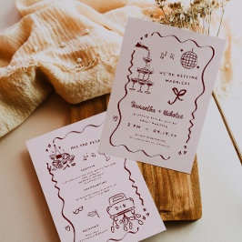 Convite Arte Caprichosa de Doodle Retro | Casamento