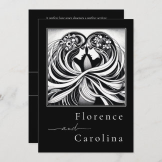 Convite Arte Clássica Moderna Deco Casamento Preto e Branc