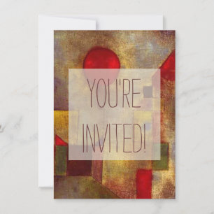 Convite Arte Colorida Abstrata Balão Vermelho Paul Klee 