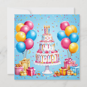 Convite Arte colorida de aniversário