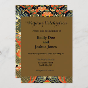 Convite Arte Colorida do Dragão Asiático Chinês