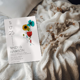 Convite Arte Contemporânea Noveau Casamento Floral