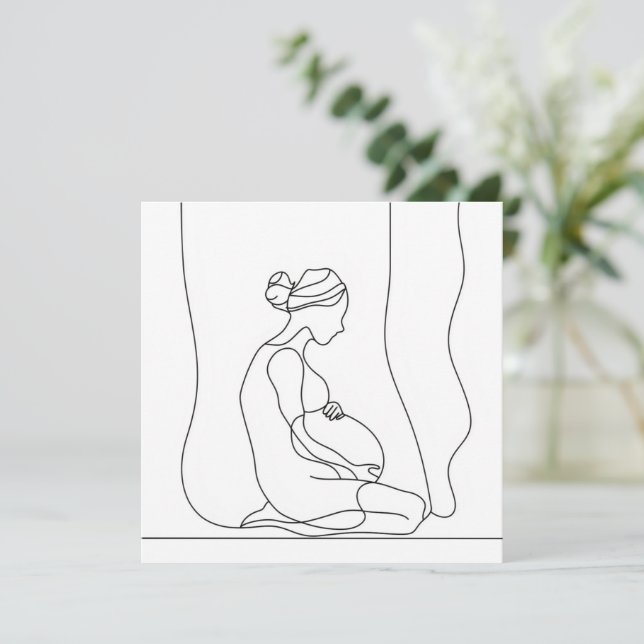 Convite Arte da Linha de Gravidez (Em pé/Frente)