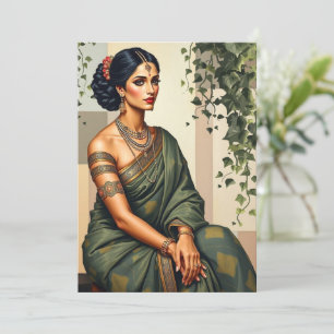 Convite Arte da Mulher Indiana. Retrato Wall Art
