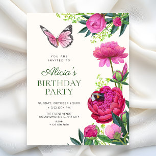 Convite Arte de aniversário de floração floral