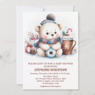 Convite Arte de aquarela de café de brinquedo de urso fofo